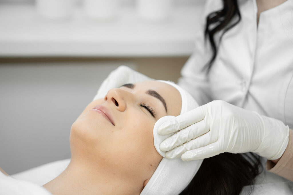 RF microneedling preparation with skin cleansing and numbing to ensure a safe, comfortable treatment experience.
